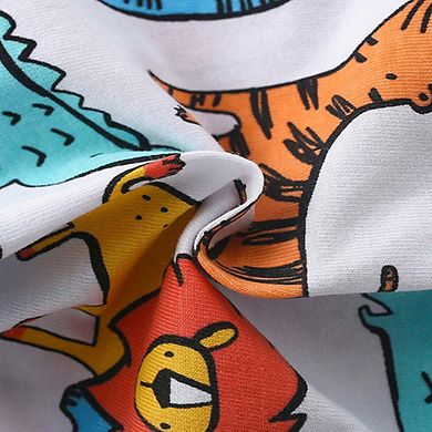 Lions and Elephants Pattern T-shirt and Shorts Clothing Set for Boys