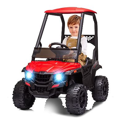 Kids Ride On UTV Remote Control 390W Dual Motor 12V Electric Car LED Storage Bin USB Aux