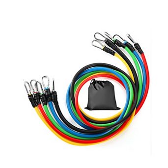 11 pc Resistance Bands Set Tubes up to 100lbs with Handles, Door Anchor & Ankle Straps
