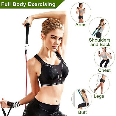 11pcs Resistance Bands Set Tubes up to 100lbs with Handles, Door Anchor & Ankle Straps