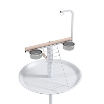 Mobile Bird Feeder Play Stand Station with Perch, Ladder, Boom and Round Tray