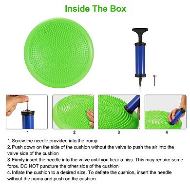 Inflatable Balance Disc Wobble Cushion with Air Pump Fitness, Exercise & Stability Trainer