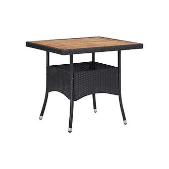 ACACIA WOOD POLY RATTAN PATIO TABLE