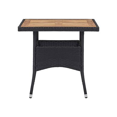 ACACIA WOOD POLY RATTAN PATIO TABLE