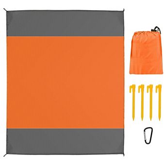 82"x78" Sand-Proof Picnic Blanket, Water-Resistant Beach Mat w/ Anchors & Carry Bag (23 People)