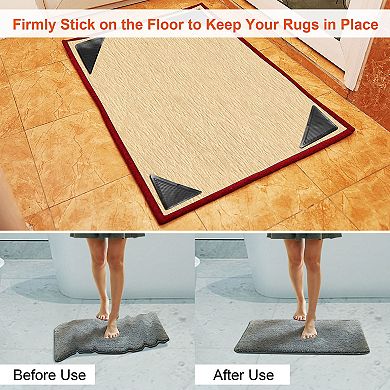 8Pcs Non-Slip Area Rug Gripper Pads Anti-Curling, Self-Adhesive, Reusable & Floor Safe