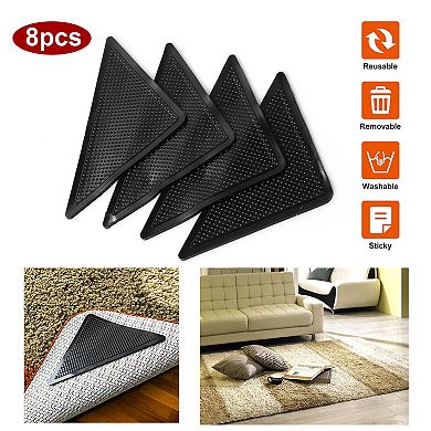 8Pcs Non-Slip Area Rug Gripper Pads Anti-Curling, Self-Adhesive, Reusable & Floor Safe