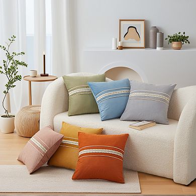 Set of 2 Soft Decorative Throw Pillow Cover Cute Embroidery Pattern Pillow Cases 18x18 Inch