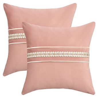 Set of 2 Soft Decorative Throw Pillow Cover Cute Embroidery Pattern Pillow Cases 18x18 Inch