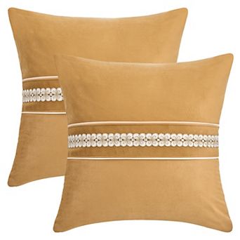 Set of 2 Soft Decorative Throw Pillow Cover Cute Embroidery Pattern Pillow Cases 18x18 Inch