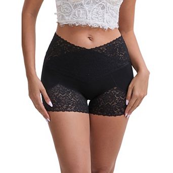 Women's Lace Trim High Rise Shaper Shorts Seamless Flatten Tummy Hip-Lifter Control Panties
