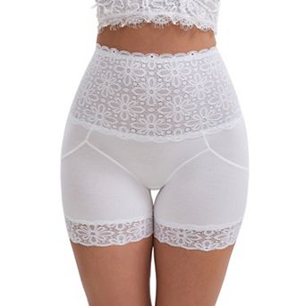 Women's Wide Lace Trim High-Waisted Shaping Panties Tummy Control Hip-Lifting Breathable Shapewear