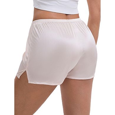 Women's Side Slits Ice Silk Knickers Loose Fit Mid-Waisted Full Coverage Solid Slip Shorts