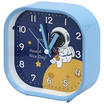 Square Alarm Clock, Non-Tick Movement, Cute Animal Patterns, Night Light for Room 4.1"x1.9"x4.3"
