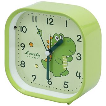 Square Alarm Clock, Non-Tick Movement, Cute Animal Patterns, Night Light for Room 4.1"x1.9"x4.3"