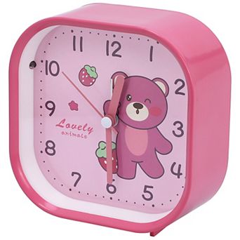 Square Alarm Clock, Non-Tick Movement, Cute Animal Patterns, Night Light for Room 4.1"x1.9"x4.3"
