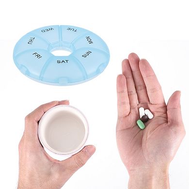 Lightweight 7 Grids Circular Pill Case for Travel 2Pcs