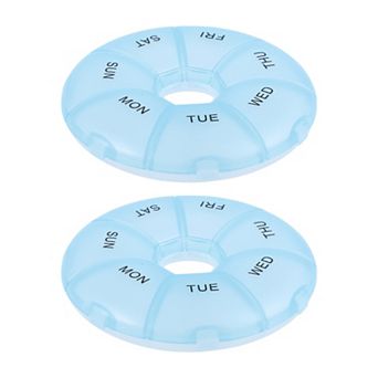 Lightweight 7 Grids Circular Pill Case for Travel 2 pc