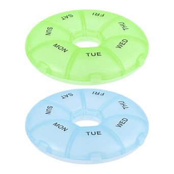 Lightweight 7 Grids Circular Pill Case for Travel 2 pc