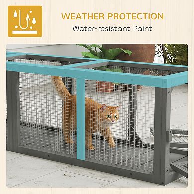 PawHut Outdoor Cat Tunnel, Extendable Pet Enclosure with 3 Doors,