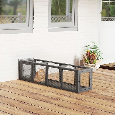PawHut Outdoor Cat Tunnel, Extendable Pet Enclosure with 3 Doors,