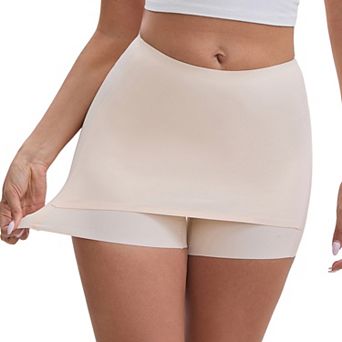 Women's Anti Chafing Hip-Lifting Mid Rise Tummy Control Elastic No Show Slim Shorts Under Dress