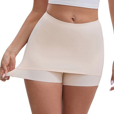 Women's Anti Chafing Hip-Lifting Mid Rise Tummy Control Elastic No Show  Slim Shorts Under Dress