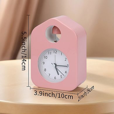 Square Wall Alarm Clock, Non-Tick Movement, Round Bell Design Night Light for Bedroom 3.9"x2.0"x5.5"