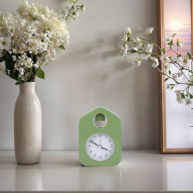 Square Wall Alarm Clock, Non-Tick Movement, Round Bell Design Night Light for Bedroom 3.9"x2.0"x5.5"