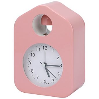 Square Wall Alarm Clock, Non-Tick Movement, Round Bell Design Night Light for Bedroom 3.9"x2.0"x5.5"
