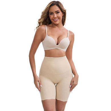 Women's High Rise Tummy Control Shaping Boyshorts Ice Silk Elastic Hip-Lifting Thigh Slimmers