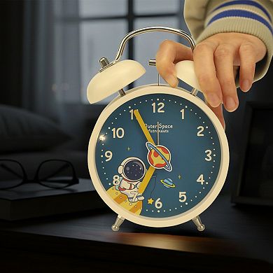 Desk Alarm Clock, Astronaut Pattern, Loud Alarms, Non-Tick, Night Light for Teens 4.2"x2.1"x6.4"