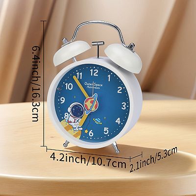 Desk Alarm Clock, Astronaut Pattern, Loud Alarms, Non-Tick, Night