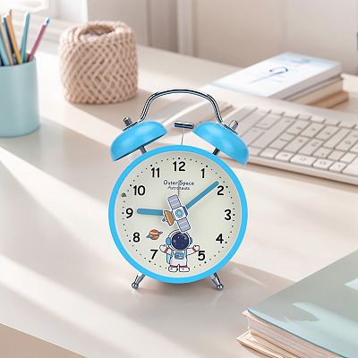 Desk Alarm Clock, Astronaut Pattern, Loud Alarms, Non-Tick, Night