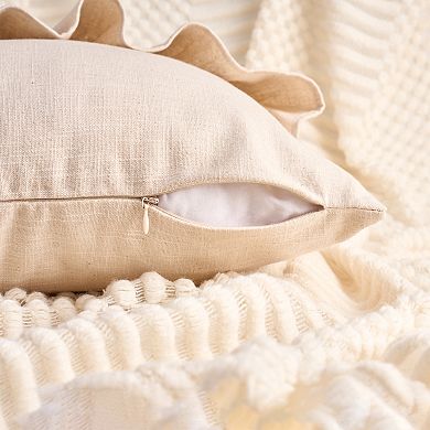 1Pc Boho Solid Throw Pillow Covers Ruffles Decorative Cushion Cases for Sofa Home Decor 18x18 Inch