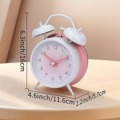 Gradient Design Alarm Clock, Traditional Dual Bell Design, Loud Alarm, for Bedroom 4.6"x2.2"x6.3"