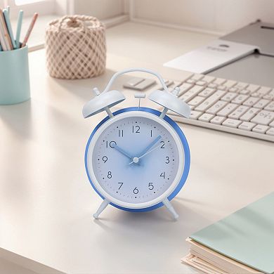 Gradient Design Alarm Clock, Traditional Dual Bell Design, Loud Alarm, for Bedroom 4.6"x2.2"x6.3"