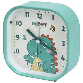 Rounded Square Desk Alarm Clock, Cute Animal Cartoon Patterns, Non-Tick for Office 4.1"x1.9"x4.3"