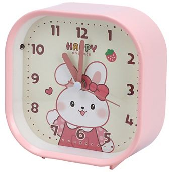 Rounded Square Desk Alarm Clock, Cute Animal Cartoon Patterns, Non-Tick for Office 4.1"x1.9"x4.3"