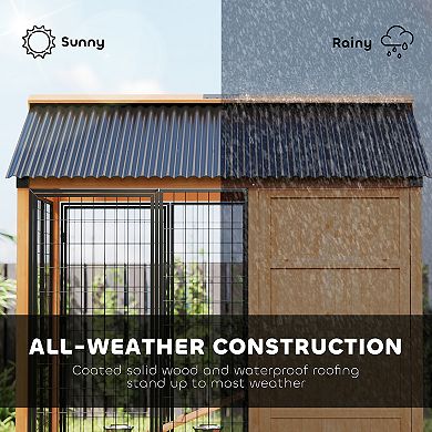 PawHut Extra Large Dog House with Activity Platform, Storage Cabinet