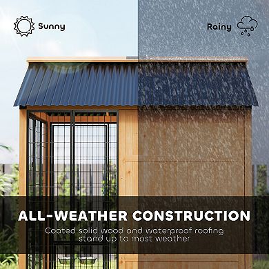 PawHut Extra Large Dog House with Storage Cabinet, Bowls, Light