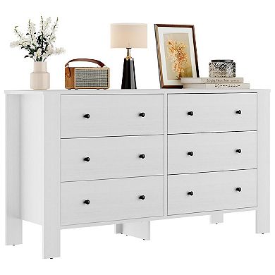 6 Drawer Dresser for Bedroom, Modern Wide Dresser Organizer with Storage Drawers