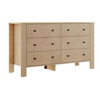 6 Drawer Dresser for Bedroom, Modern Wide Dresser Organizer with Storage Drawers