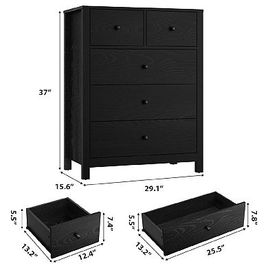 5 Drawer Dresser for Bedroom, Modern Tall Dresser Organizer with Storage Drawers