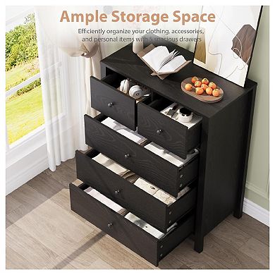 5 Drawer Dresser for Bedroom, Modern Tall Dresser Organizer with Storage Drawers