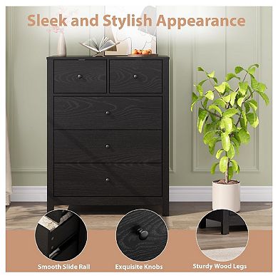 5 Drawer Dresser for Bedroom, Modern Tall Dresser Organizer with Storage Drawers