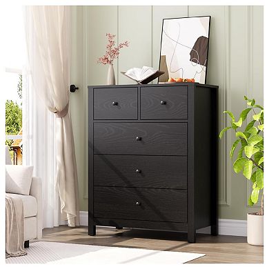 5 Drawer Dresser for Bedroom, Modern Tall Dresser Organizer with Storage Drawers