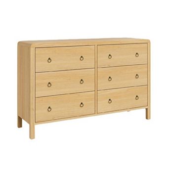 6 Drawer Dresser, Chest of Drawer, Wooden Bedroom Drawer Dresser with Metal Handle