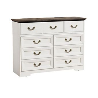 9-Drawer Dresser for Bedroom, Wide Dressers Wood Vintage Chest of Drawers with Natural Texture
