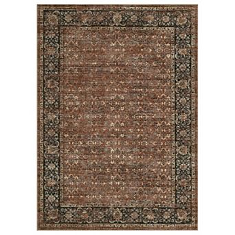 Vintage Distressed Floral Printed Area Rug Low Pile Soft Washable Non Slip Rug for Bedroom Hallway